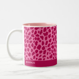 Leopard Animal Print Retro Rosa y2k Aesthetic Namn Två-Tonad Mugg