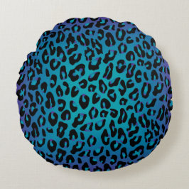 Leopard Animal Print Snyggt Lila Ombre Rund Kudde