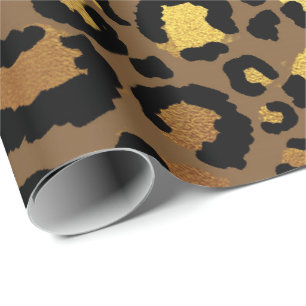 Leopard Animal Skin Guld Black Bronze African Lux Presentpapper