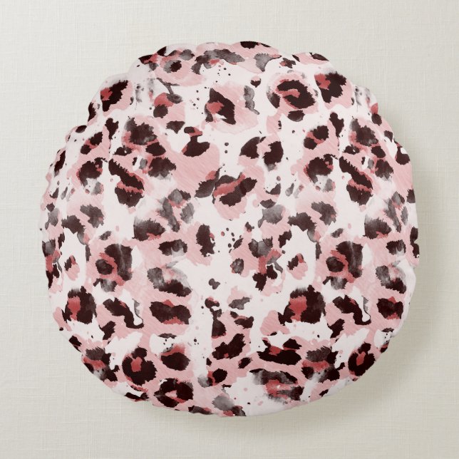 Leopard Animal Skin: Tie Dye Elegance. Rund Kudde (Framsidan)