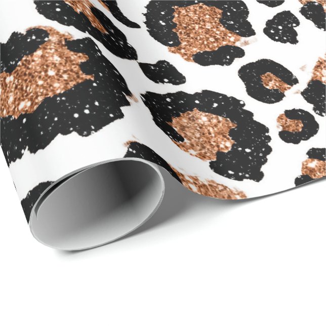 Leopard Animal White Guld Black Bronze African Päl Presentpapper (Rullad Hörn)