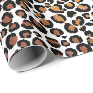 Leopard Animal White Guld Black honey Glam Presentpapper