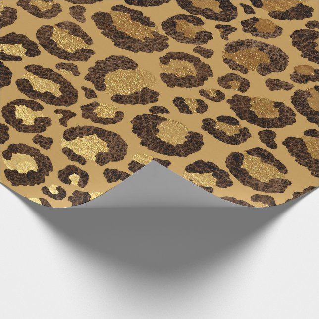 Leopard Animal White Guld Black honey Lux Presentpapper (Hörn)