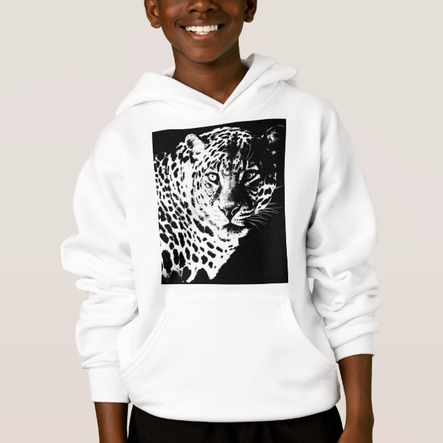 Leopard Ansikte Boys Clothing Apparel Mode White T Shirt (Framsida)