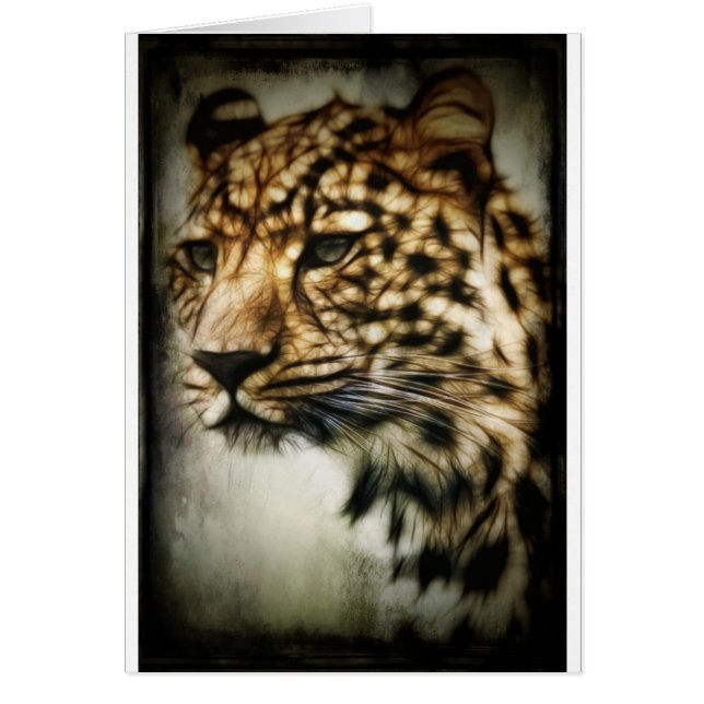 Leopard ansikte hälsningskort (Framsidan)