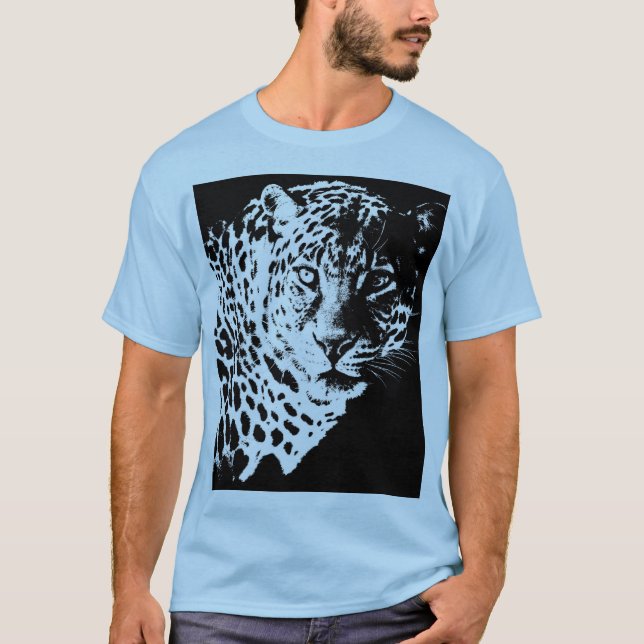 Leopard Ansikte Modern Pop Art Animals Template Ma T Shirt (Framsida)