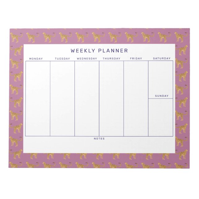 Leopard, Anteckningsblocket Cheetah Weekly Planner Anteckningsblock (Framsida)