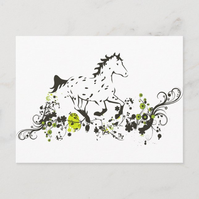 Leopard Appaloosa med Blommigt Print Vykort (Framsida)
