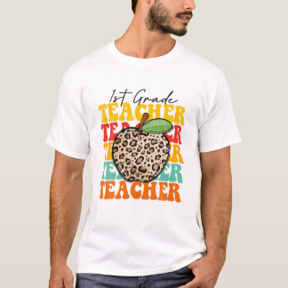 Leopard Apple 1:a klass Lärare Tacksamhet Bak T Shirt