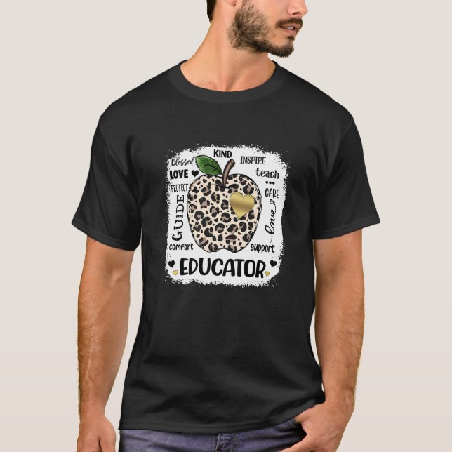 Leopard Apple Educator Kärlek Care Support Inspire T Shirt (Framsida)