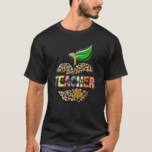 Leopard Apple Förskollärare Tillbaka Skola Te T Shirt