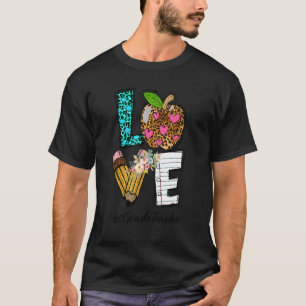 Leopard Apple Kärlek 1:a Klass-läraren tillbaka ti T Shirt