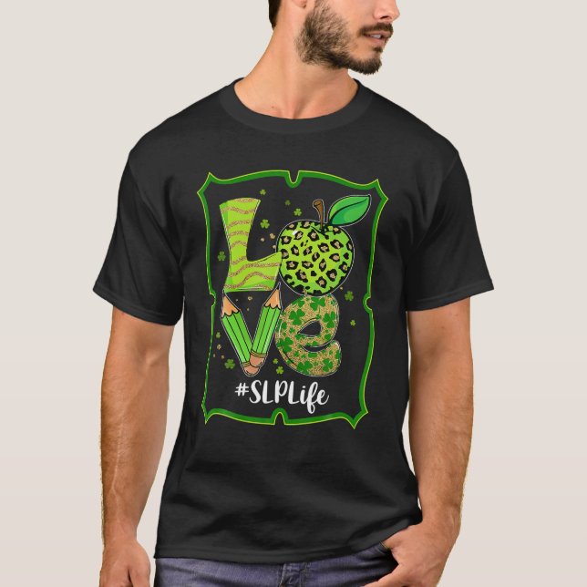 Leopard Apple KÄRLEK Tal språkterapi St Pa T Shirt (Framsida)