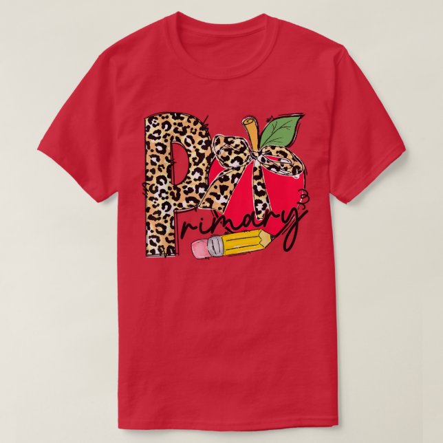 Leopard Apple Primary School Student Lacher Back  T Shirt (Design framsida)