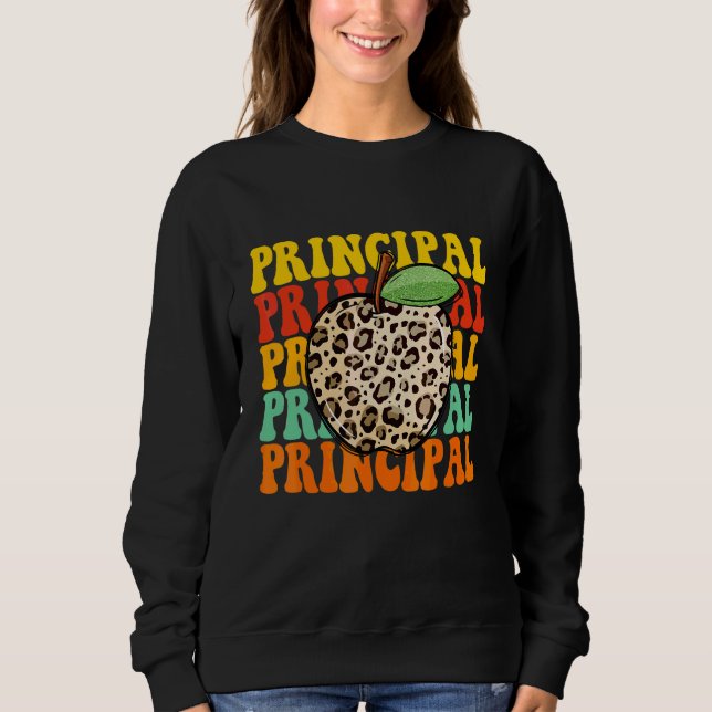 Leopard Apple Principal Teacher Appreciation Bak  T Shirt (Framsida)