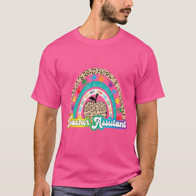 Leopard Äpple Regnbåge Läro Assistent Liv Tillbaka T Shirt (Framsida)