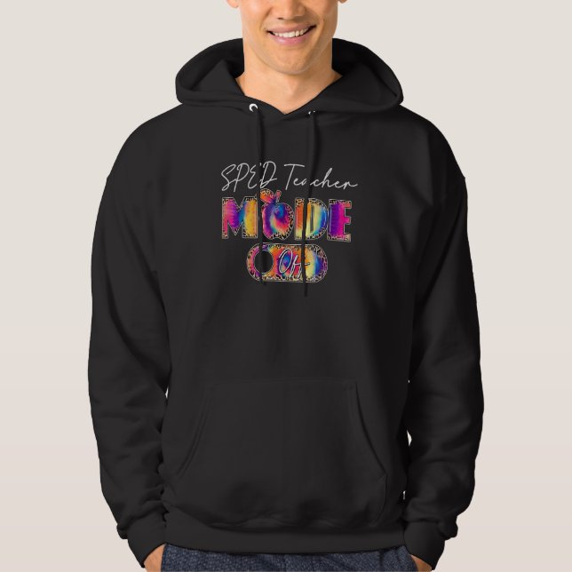 Leopard Apple Sped Teacher Mode off Last Day of Sc Hoodie (Framsida)