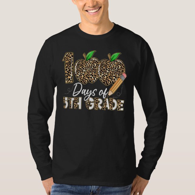 Leopard Apples 100 Dag 5:e Klass-läraren 100 Dag T Shirt (Framsida)