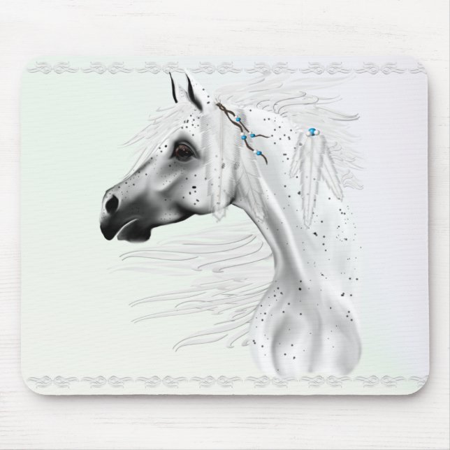 Leopard Appy och vitfjädrar Mousepad Musmatta (Framsidan)