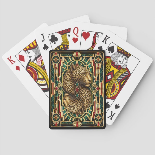 Leopard, Art Deco Wildlife Casinokort (Baksidan)