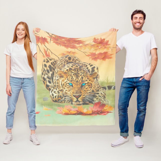 Leopard art fleecefilt (På plats)
