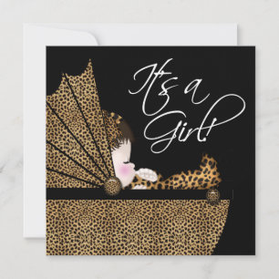 Leopard Baby Girl Shower Inbjudningar