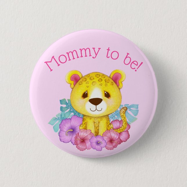 Leopard Baby Shower Mamma att vara Knapp (Framsida)