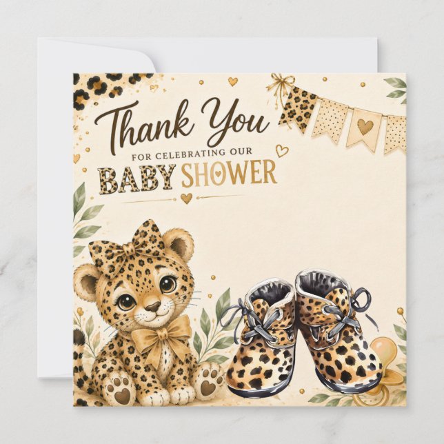 Leopard Baby shower tack  Kort (Framsida)