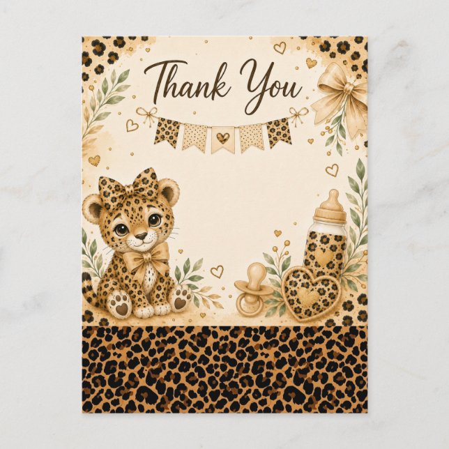 Leopard Baby shower tack  Vykort (Framsida)