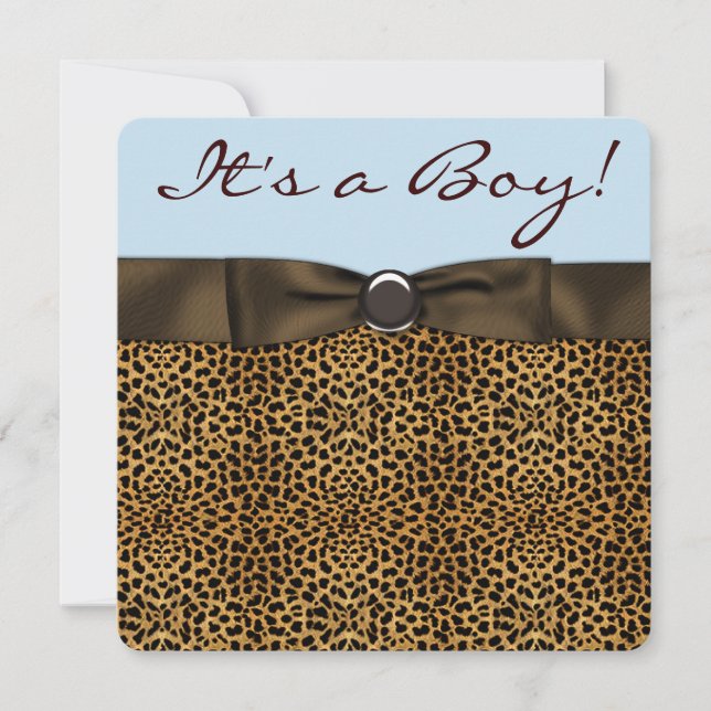 Leopard Babypojke Bebisdopp Inbjudningar (Framsida)
