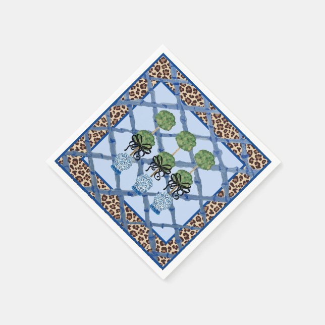 Leopard Bamboo Chinoiserie Ginger Burk Papper Pappersservett (Hörn)