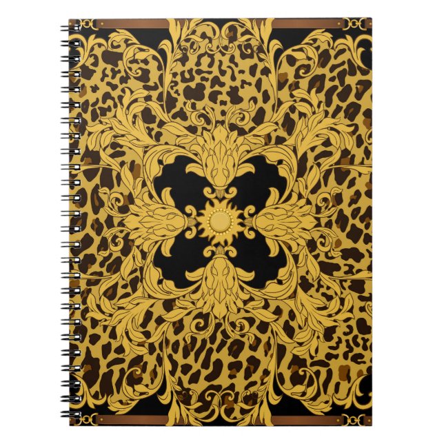 Leopard Baroque, Ornate Animal Print Anteckningsbok (Framsidan)