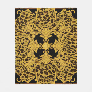 Leopard Baroque, Ornate Animal Print Fleecefilt