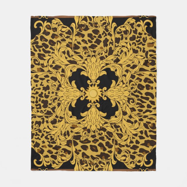 Leopard Baroque, Ornate Animal Print Fleecefilt (Framsidan)