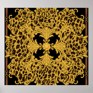 Leopard Baroque, Ornate Animal Print Poster