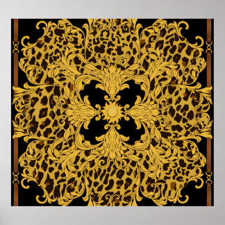 Leopard Baroque, Ornate Animal Print Poster