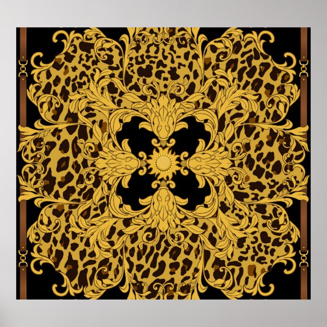 Leopard Baroque, Ornate Animal Print Poster (Framsidan)