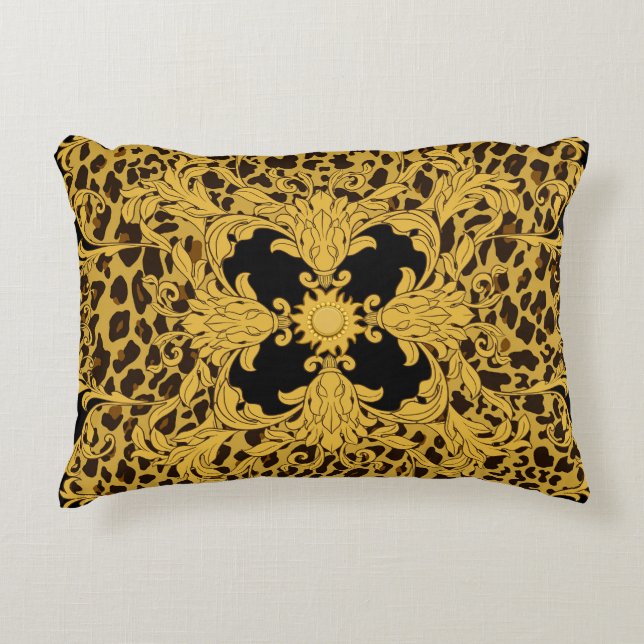 Leopard Baroque, Ornate Animal Print Prydnadskudde (Framsidan)