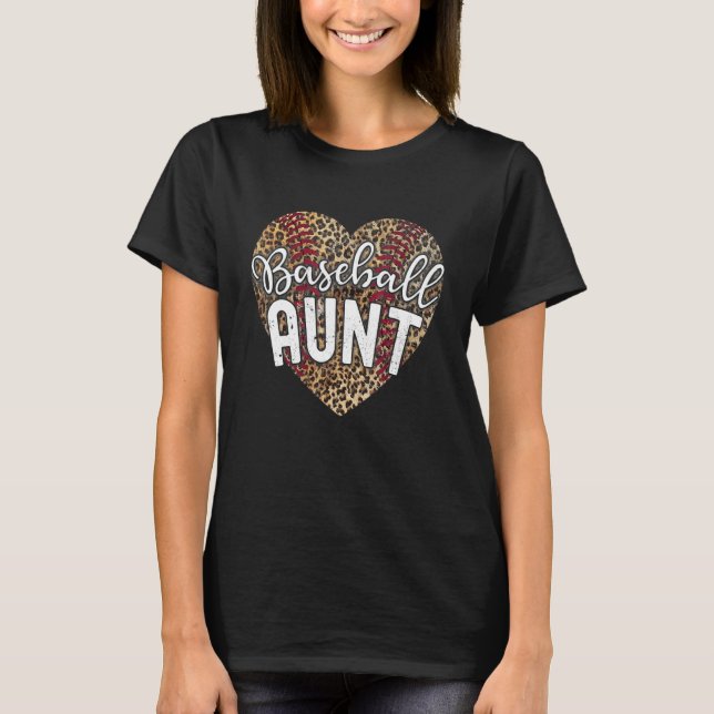 Leopard Baseball Aunt Women Cheetah Print T Shirt (Framsida)