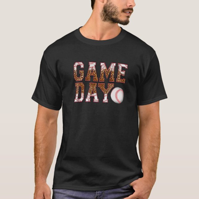 Leopard Baseball Game Day Vibes Baseball Mamma Mot T Shirt (Framsida)