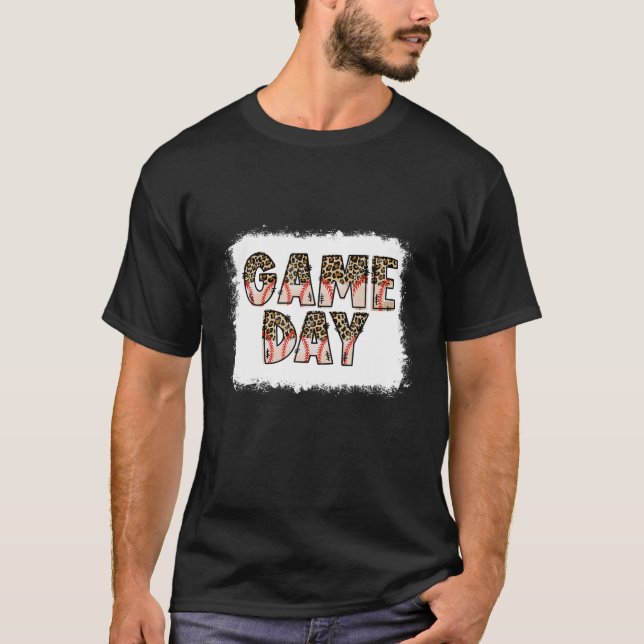 Leopard Baseball Game Day Vibes Baseball Mamma Mot T Shirt (Framsida)