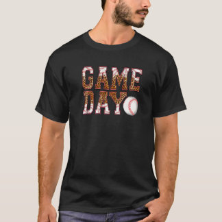 Leopard Baseball Game Day Vibes Baseball Mamma Mot T Shirt