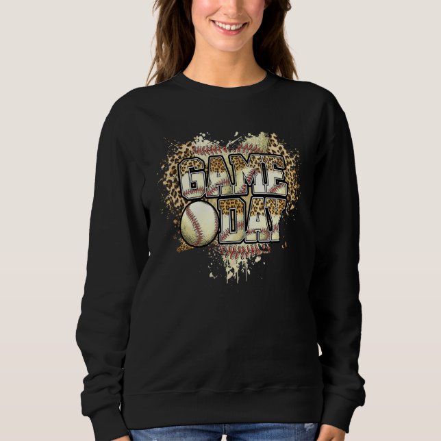 Leopard Baseboll Game Day Baseboll Mamma Baseboll T Shirt (Framsida)
