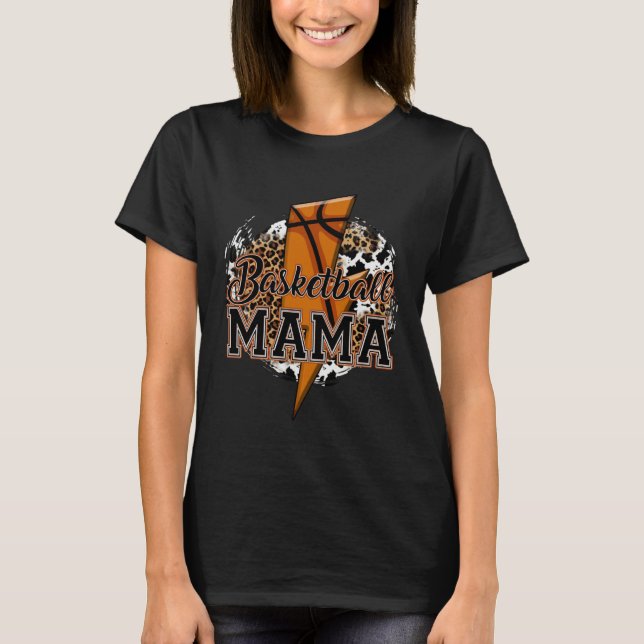 Leopard Basketball Mama Lightning Bolt Sport Mom M T Shirt (Framsida)