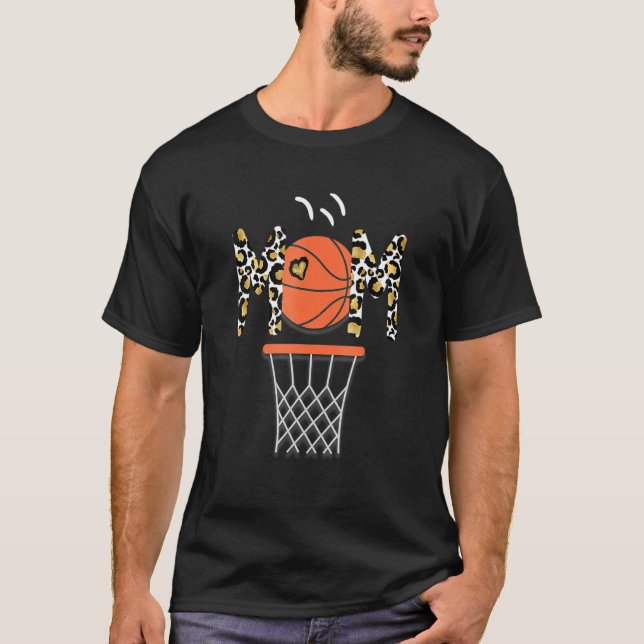 Leopard Basketball Mamma Team Support Ring Leopard T Shirt (Framsida)