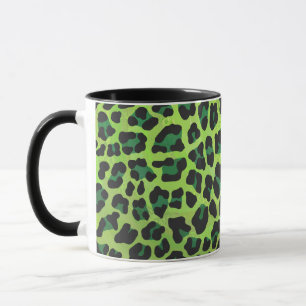 Leopard Black and Grönt Print Mugg