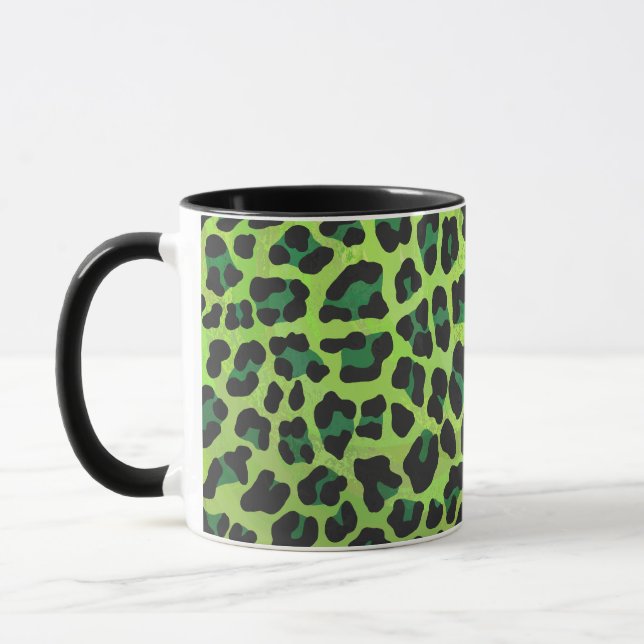 Leopard Black and Grönt Print Mugg (Vänster)