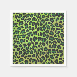 Leopard Black and Grönt Print Pappersservett