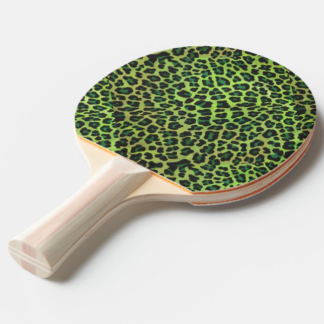Leopard Black and Grönt Print Pingisracket (Frontvinkel)