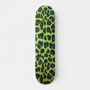 Leopard Black and Grönt Print Skateboard Bräda 21,5 Cm